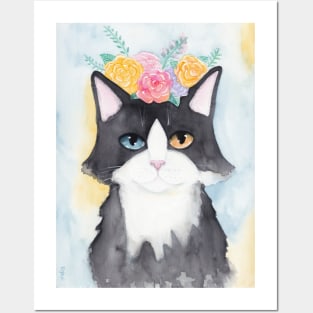 Spring Portrait of a Tuxedo Cat Posters and Art